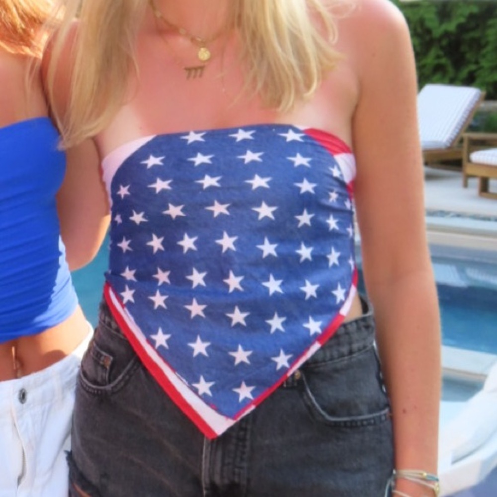 Blue and Star-Patterned Women's tube top